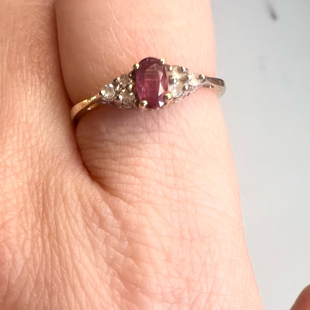Vintage Ring Ruby Gold 14k Cocktail Size 6.5